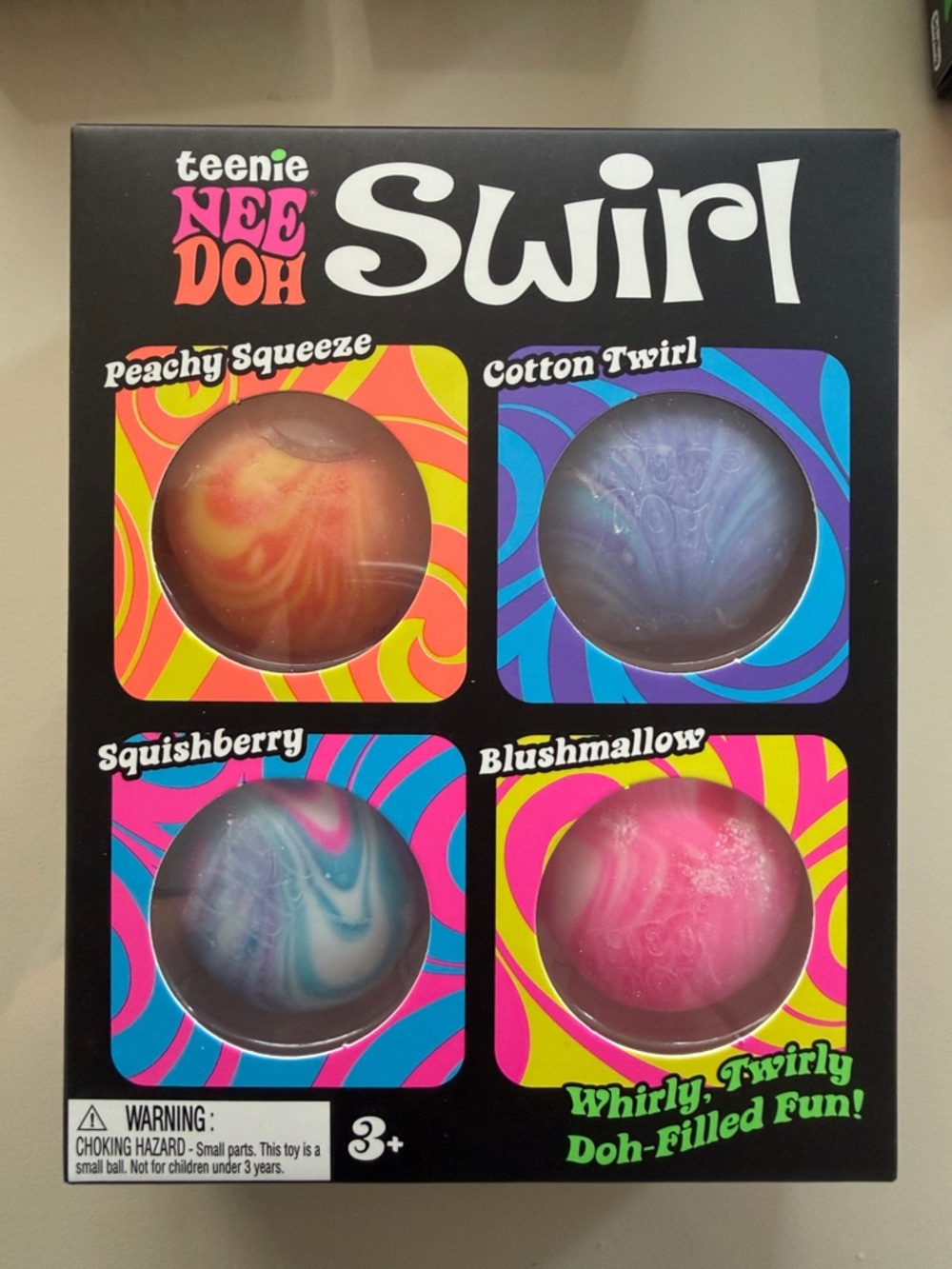 teenie NEE DOH Swirl Play Dough 4-Pack - Peachy, Blue-Purple, Teal-Pink, Pink